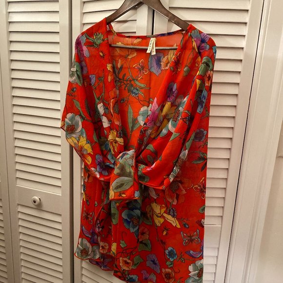 Live 4 Truth Kimono, orange red floral 2X - Picture 8 of 8